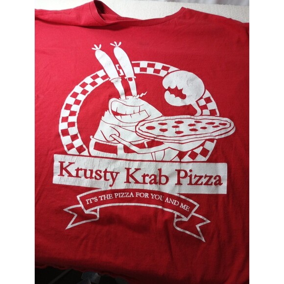 Nickelodeon Krusty Krab Pizza T-Shirt XL Red 100% Cotton SpongeBob - Picture 2 of 11